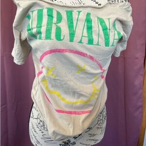 Nirvana Kids Graphic Tee - White with Pink and Yellow Accents